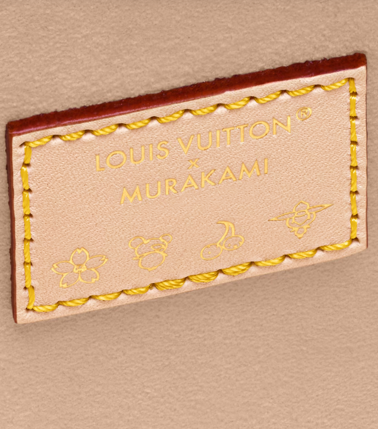 Louis Vuitton x Murakami label on a beige background