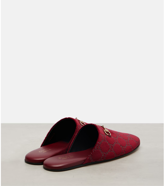 Horsebit GG embellished velvet mules