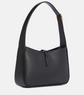 Black shoulder bag on a light gray background