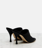 Black high-heeled shoes on a white background