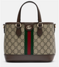 Gucci with GG logo and color stripes on a white background