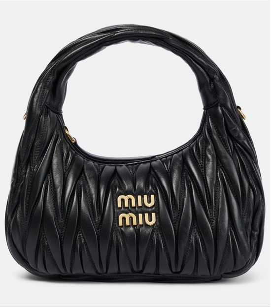 Black quilted handbag with &