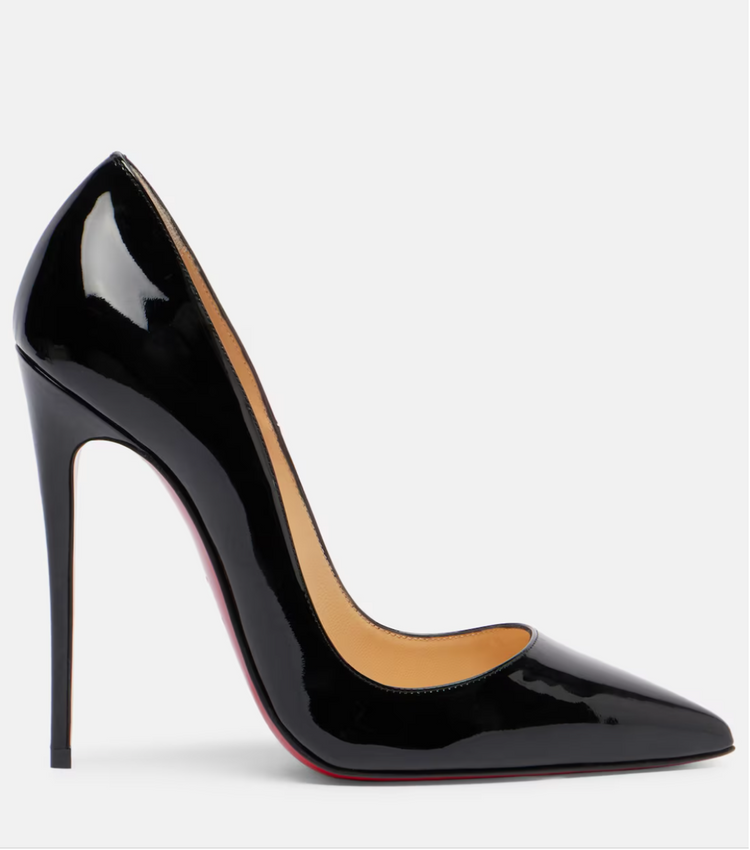 Black high-heeled shoe on a white background
